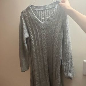 Medium length grey knit dress